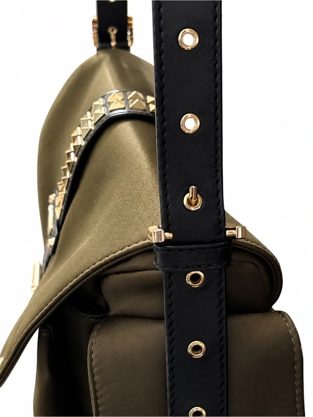 NWOT Michael Kors Olivia Studded Satin Messenger Bag Olive $378